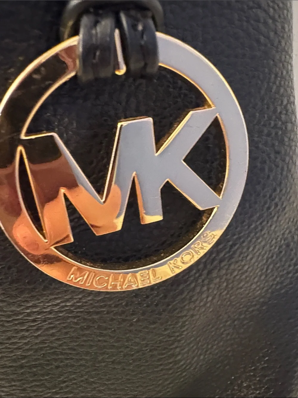 Michael Kors Large Frankie Black Pebbled Leather Chain-Accent Drawstring Hobo